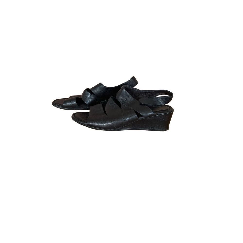 Ecco Womens Black Felicia Hook-And-Loop Wedge Sandals Size 37
